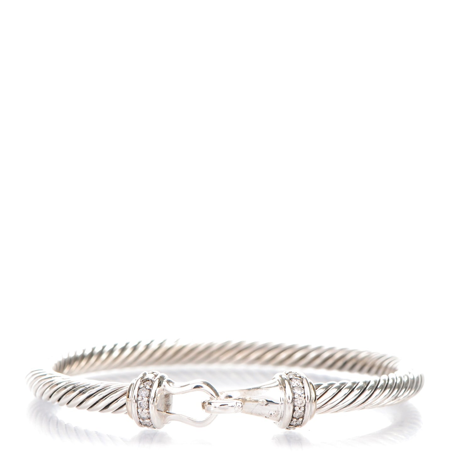Sterling Silver Diamond 5mm Cable Buckle Bracelet