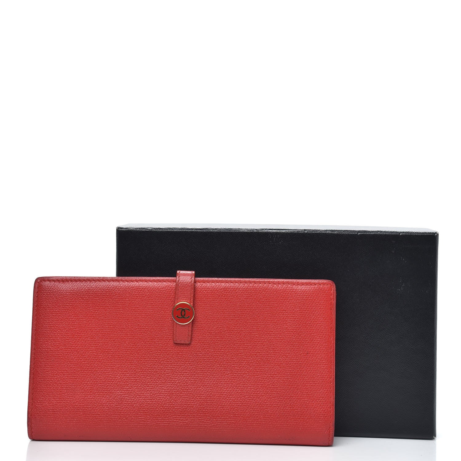 Chanel Grained Calfskin CC Button Long Wallet Red 15 of 15