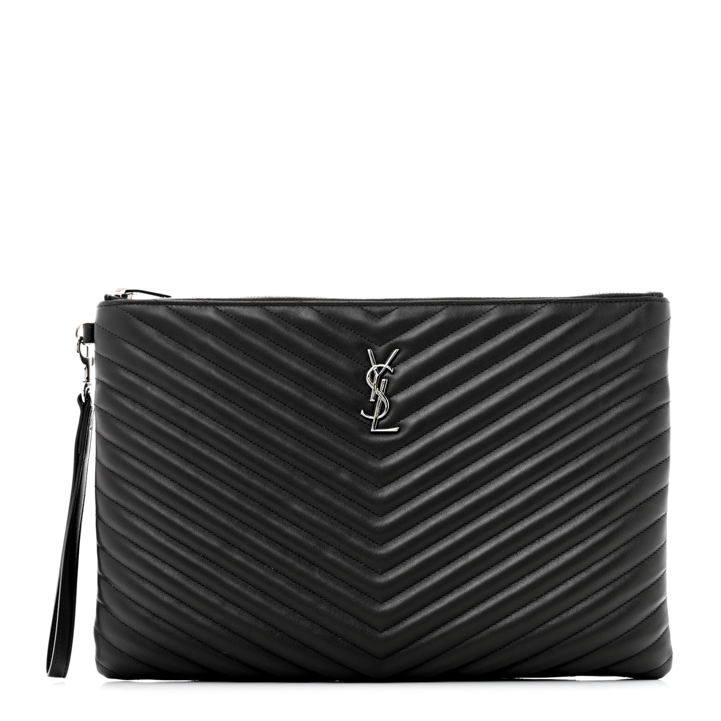 Calfskin Matelasse Chevron Cassandre Monogram Document Holder Coal