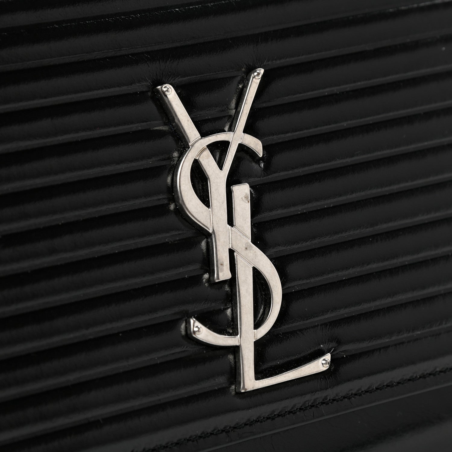 Saint Laurent Ribbed Calfskin Opium Monogram Clutch Black 8 of 8