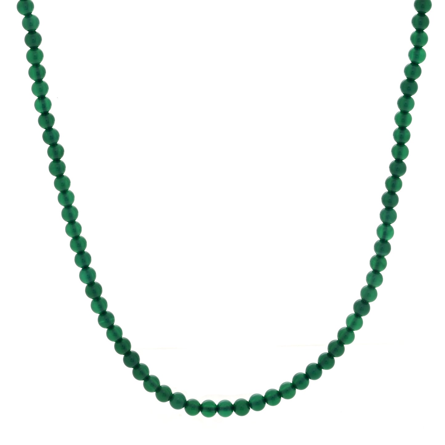 Sterling Silver Green Onyx 5mm Spiritual Beads Necklace