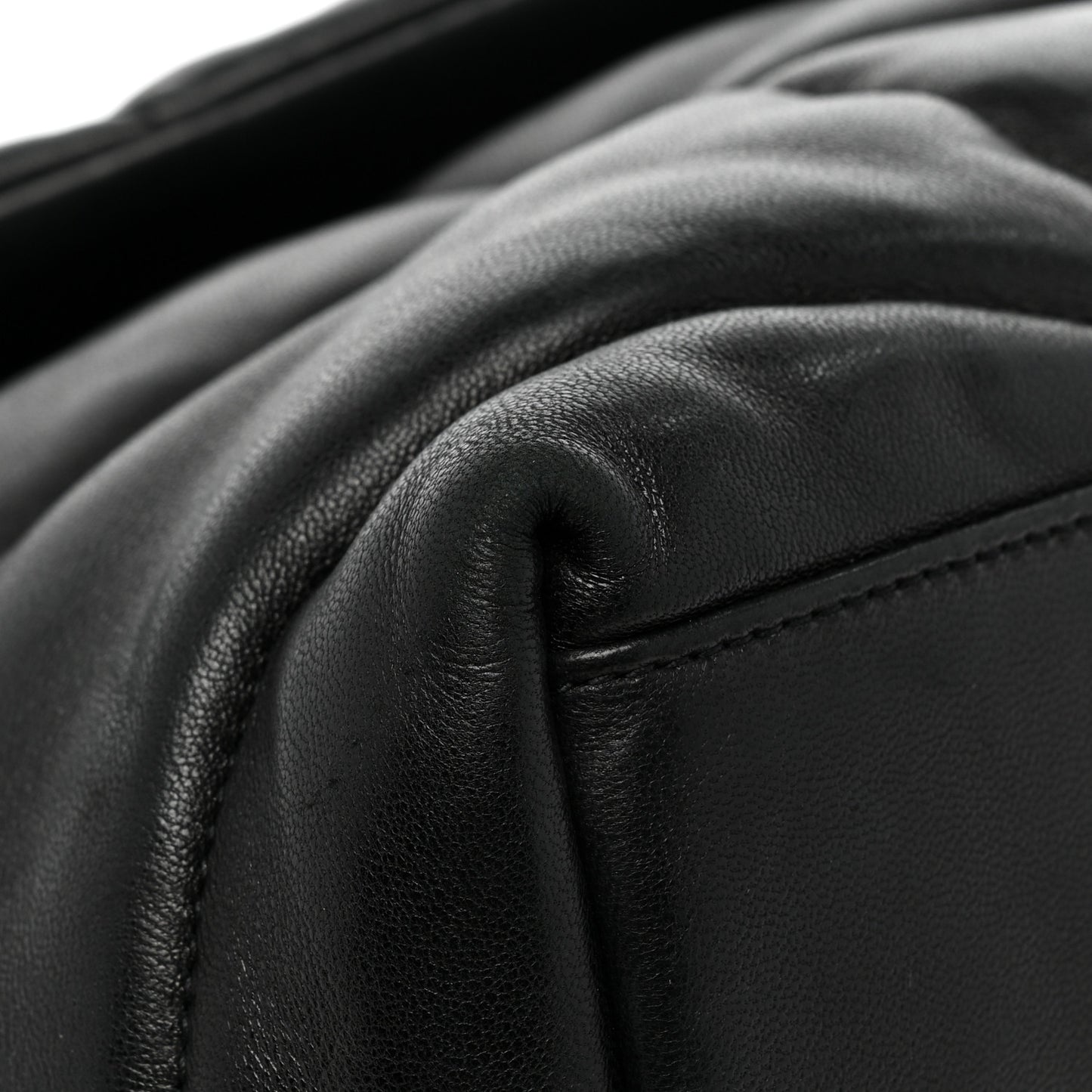 Lambskin Quilted Medium Loulou Puffer Monogram Chain Satchel Black