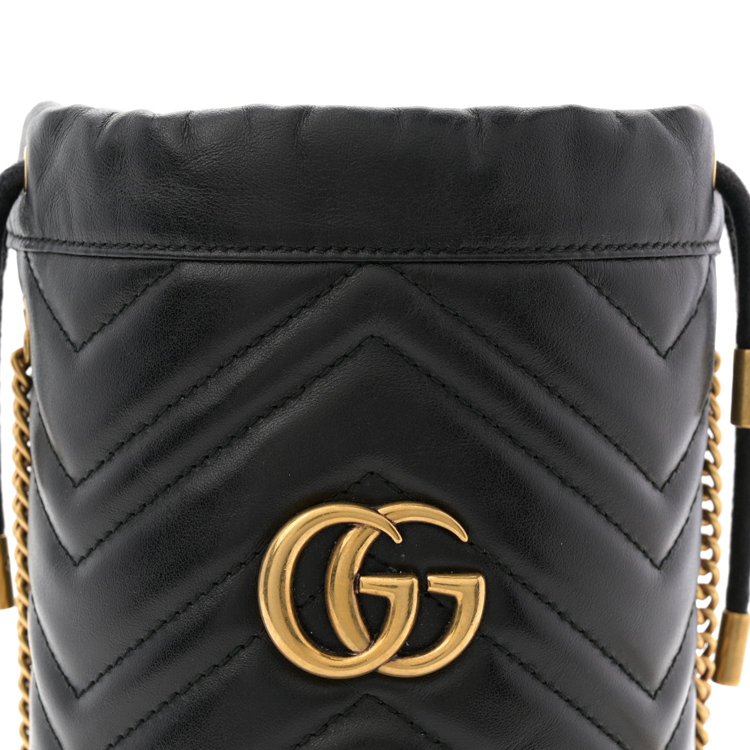Gucci Calfskin Matelasse Mini GG Marmont 2.0 Bucket Bag Black 8 of 11