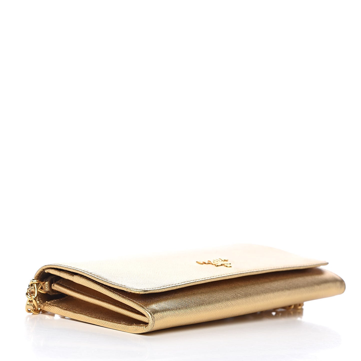 Saffiano Metal Oro Chain Wallet Platino