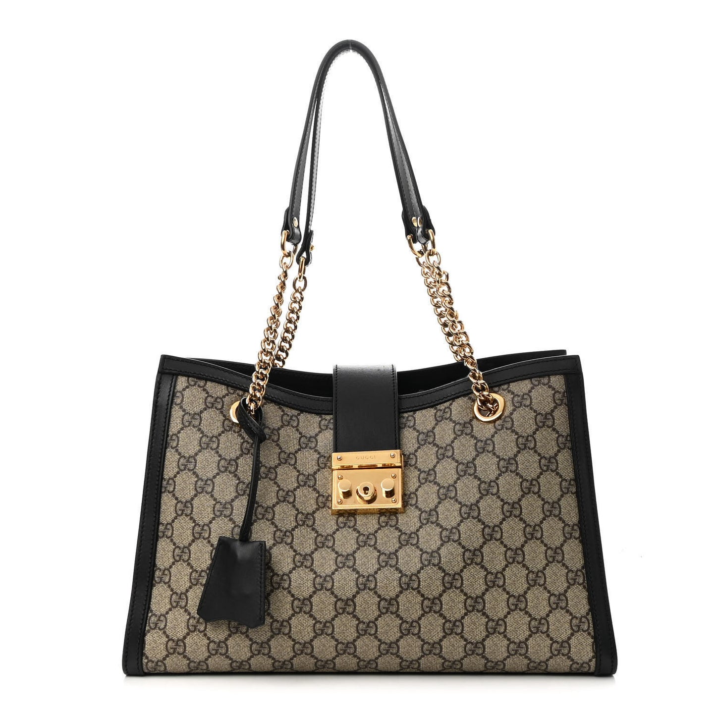 GG Supreme Monogram Medium Padlock Tote Black