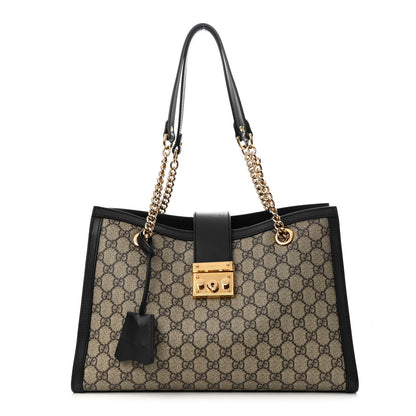 Gucci GG Supreme Monogram Medium Padlock Tote Black 1 of 9
