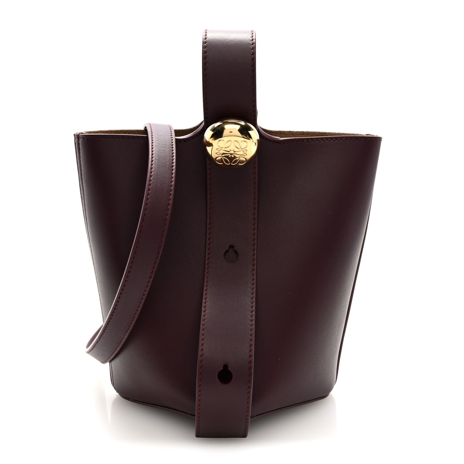 Loewe Calfskin Mini Pebble Bucket Bag Dark Burgundy 1 of 9