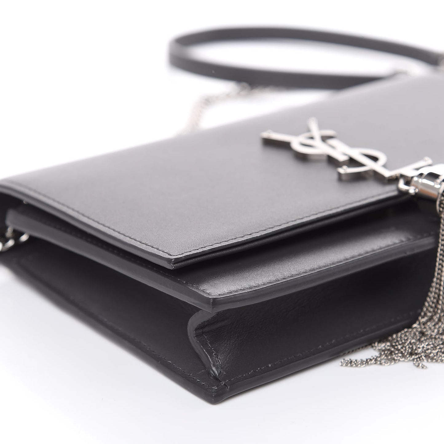 Smooth Calfskin Classic Monogram Kate Tassel Chain Wallet Asphalt