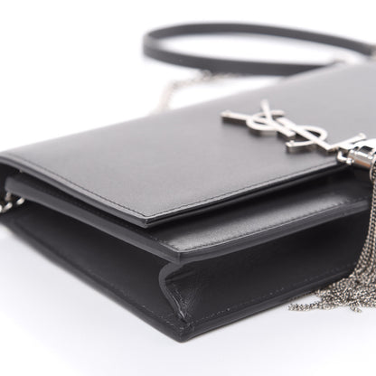 Saint Laurent Smooth Calfskin Classic Monogram Kate Tassel Chain Wallet Asphalt 8 of 13