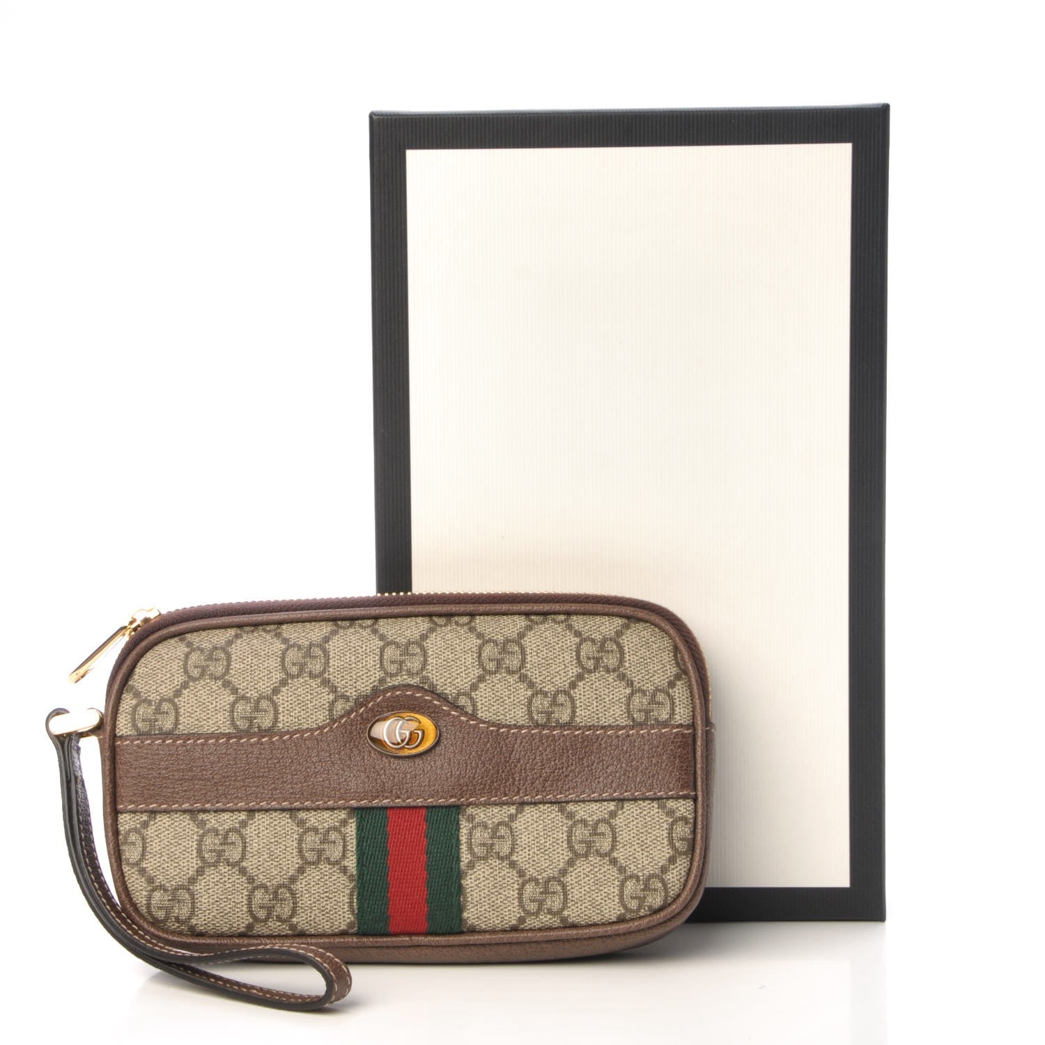 Gucci GG Supreme Monogram Ophidia Phone Case Wristlet Brown 8 of 8