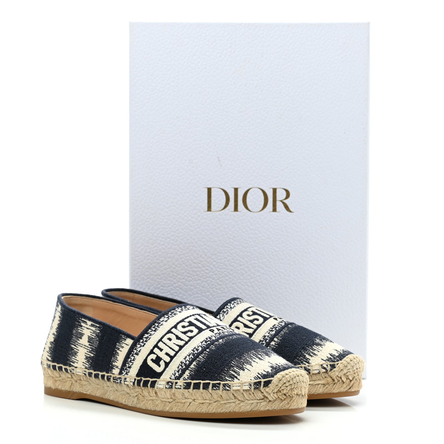 Cotton D-Stripes Embroidered Granville 15mm Espadrilles 35.5 Deep Blue