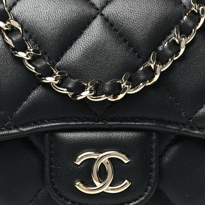 Chanel Lambskin Quilted Top Handle Flap Clutch With Chain Black 7 of 10