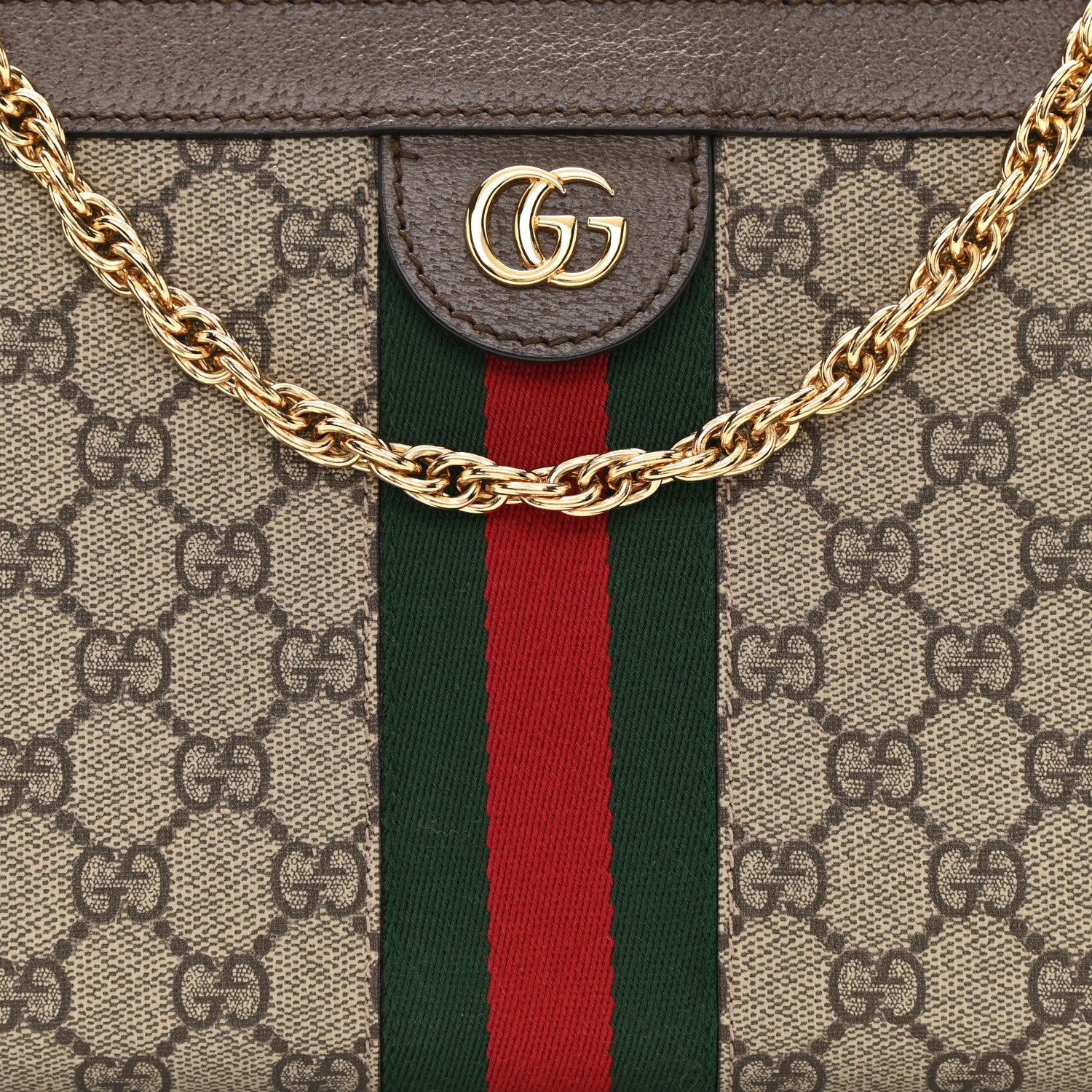 Gucci GG Supreme Monogram Web Small Ophidia Chain Shoulder Bag Brown 7 of 9