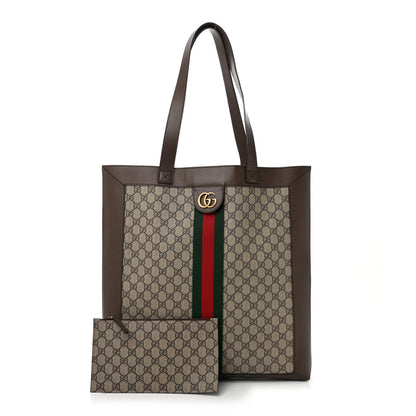 Gucci GG Supreme Monogram Web Large Ophidia Vertical Shopping Tote Brown 3 of 13
