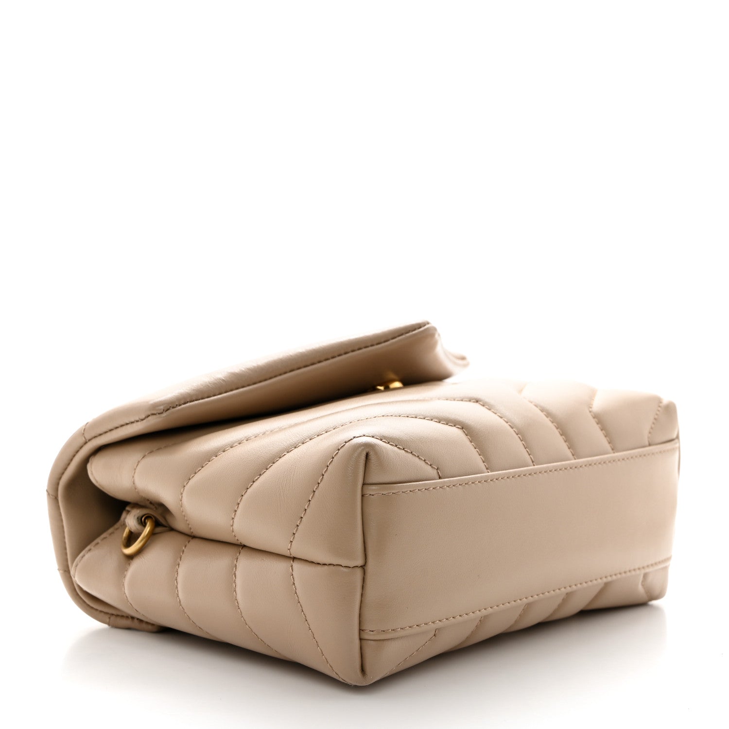 Saint Laurent Calfskin Y Quilted Monogram Toy Loulou Crossbody Bag Dark Beige 4 of 11