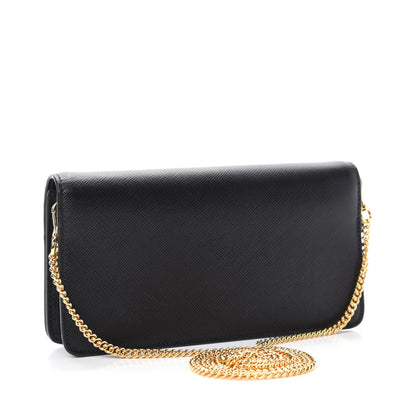 Prada Saffiano Metal Phone Wristlet Crossbody Wallet Black 3 of 9