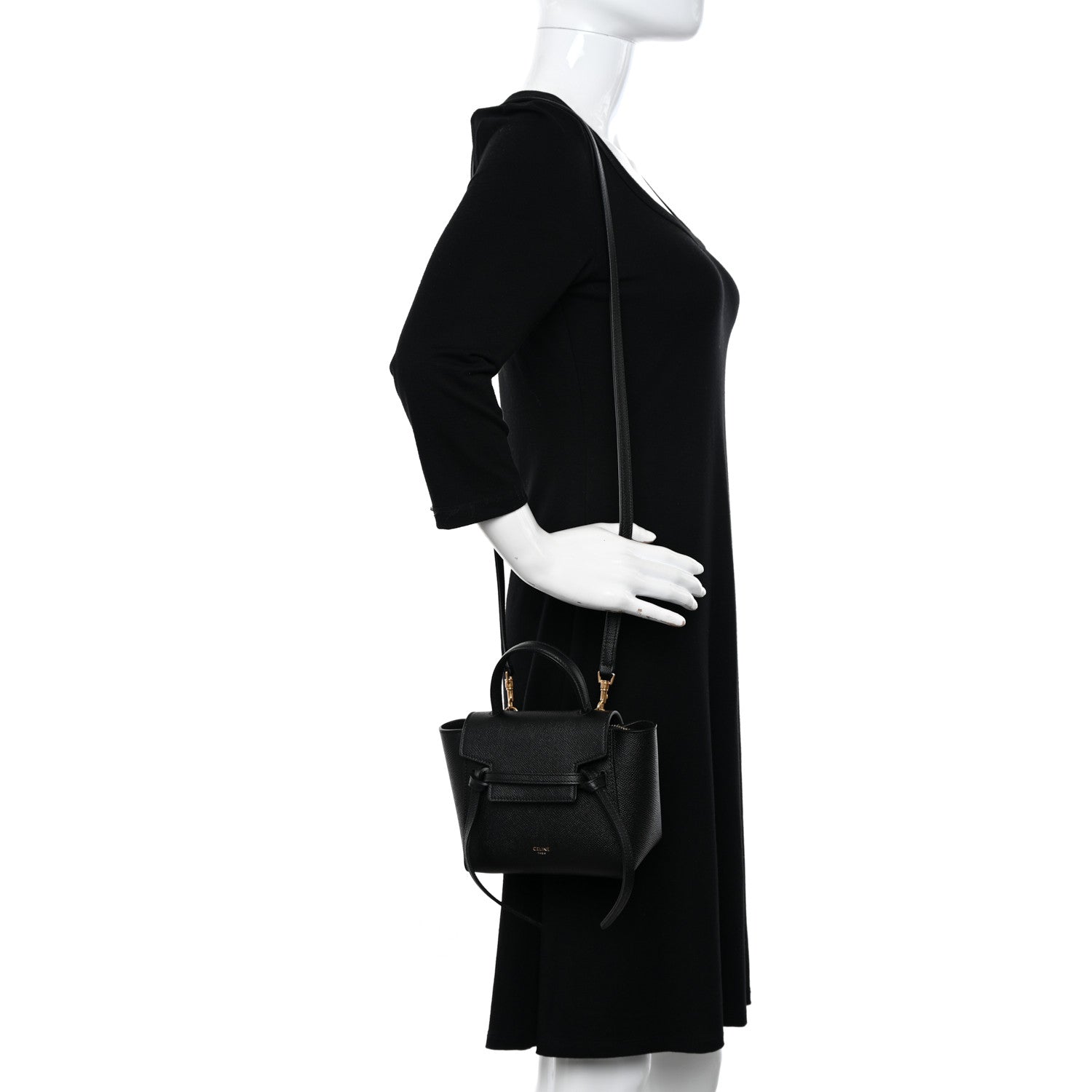 Celine Grained Calfskin Pico Belt Bag Black 2 of 10