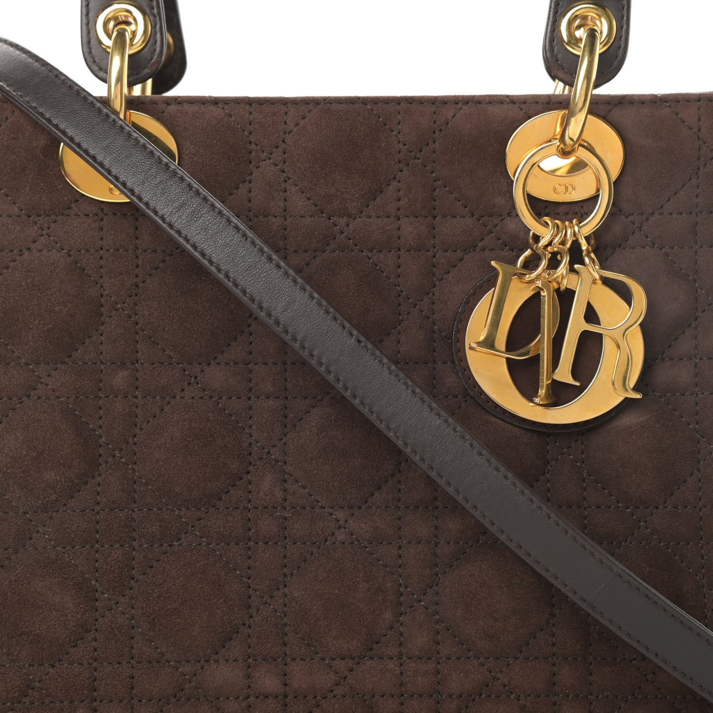 Suede Cannage Medium Lady Dior Brown