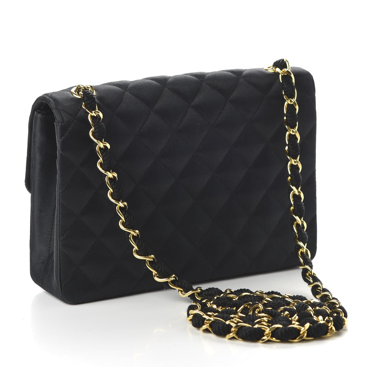 Satin Quilted Evening Bag Black