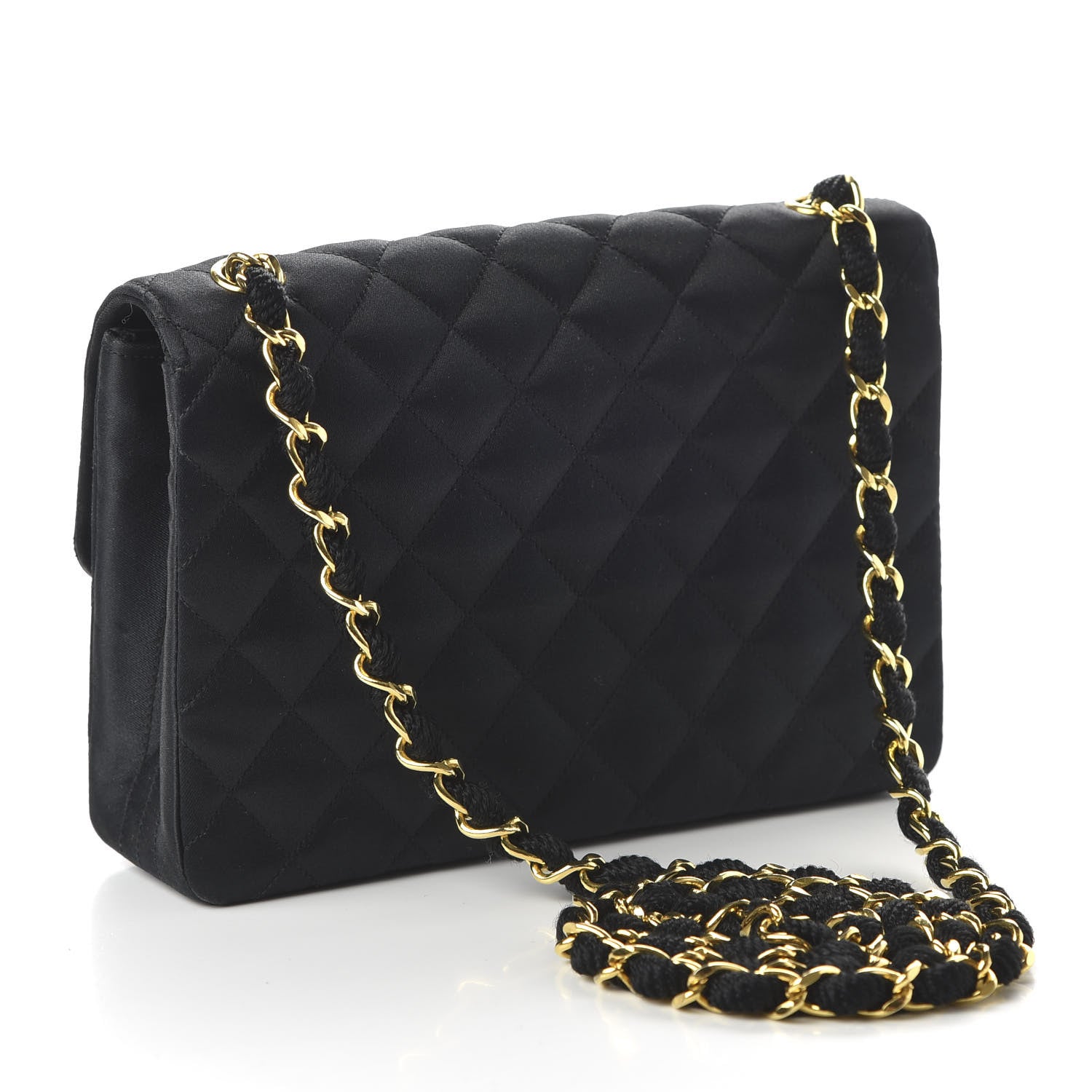 Chanel Satin Quilted Evening Bag Black 3 of 10