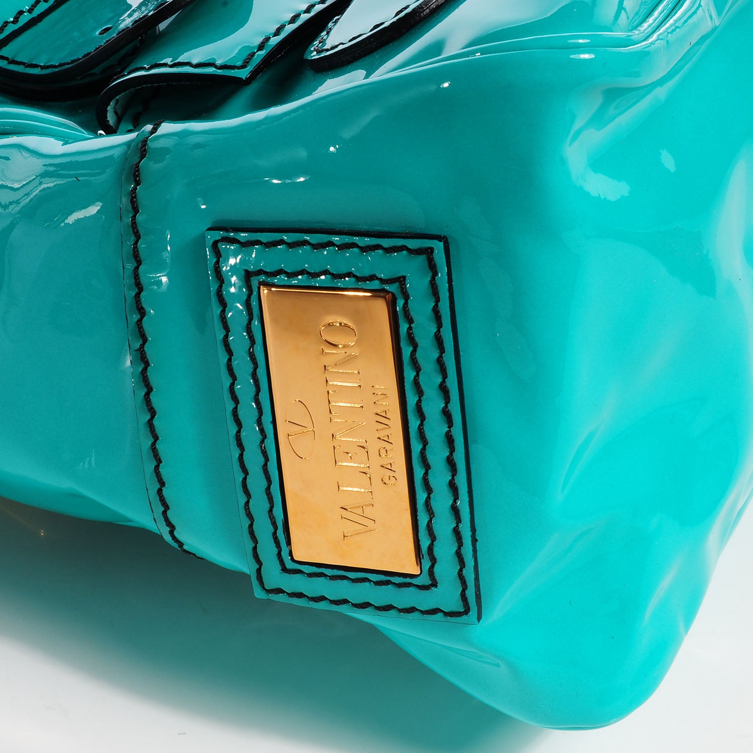 Valentino Garavani Patent Histoire Tote Turquoise 4 of 8
