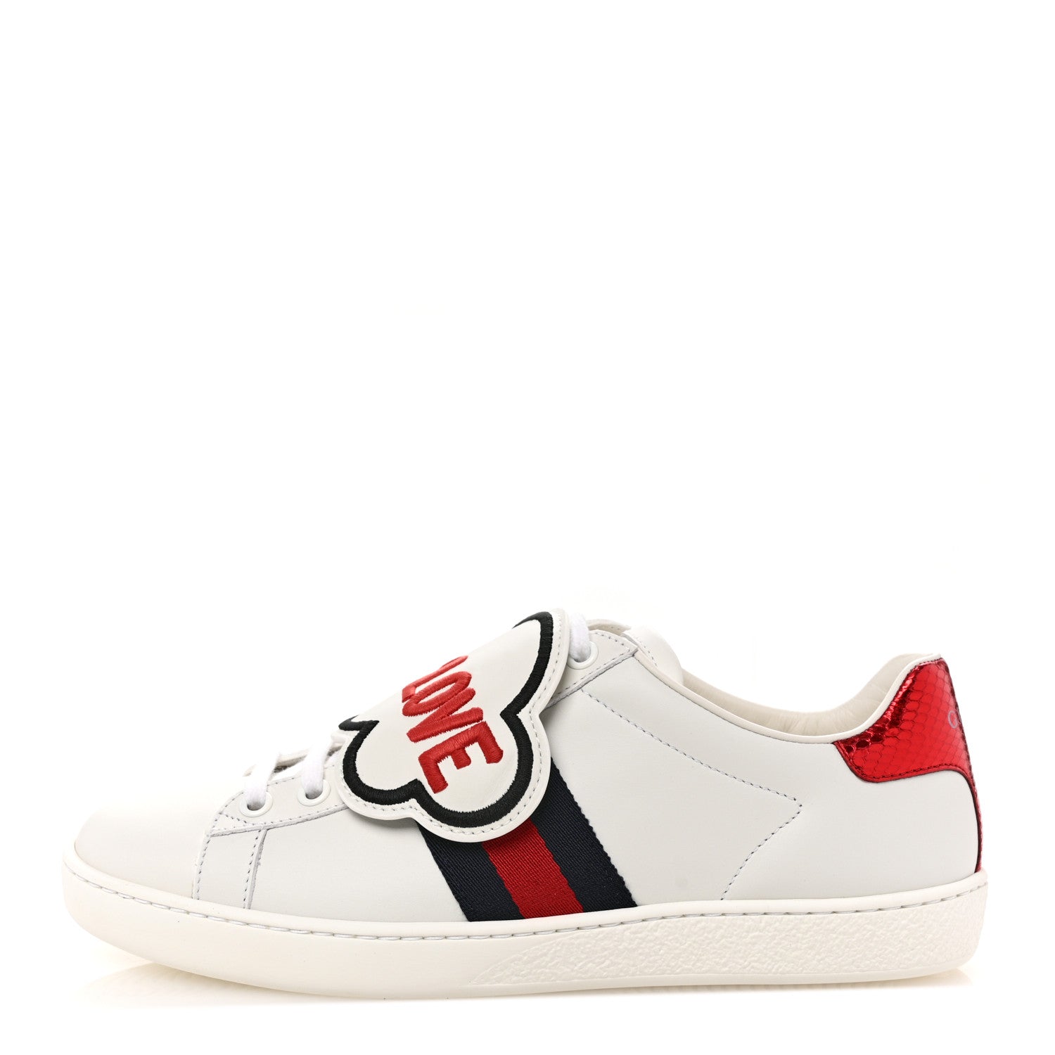 Gucci Calfskin Ayers Blind For Love Embroidered Womens Ace Sneakers 36.5 White 1 of 9