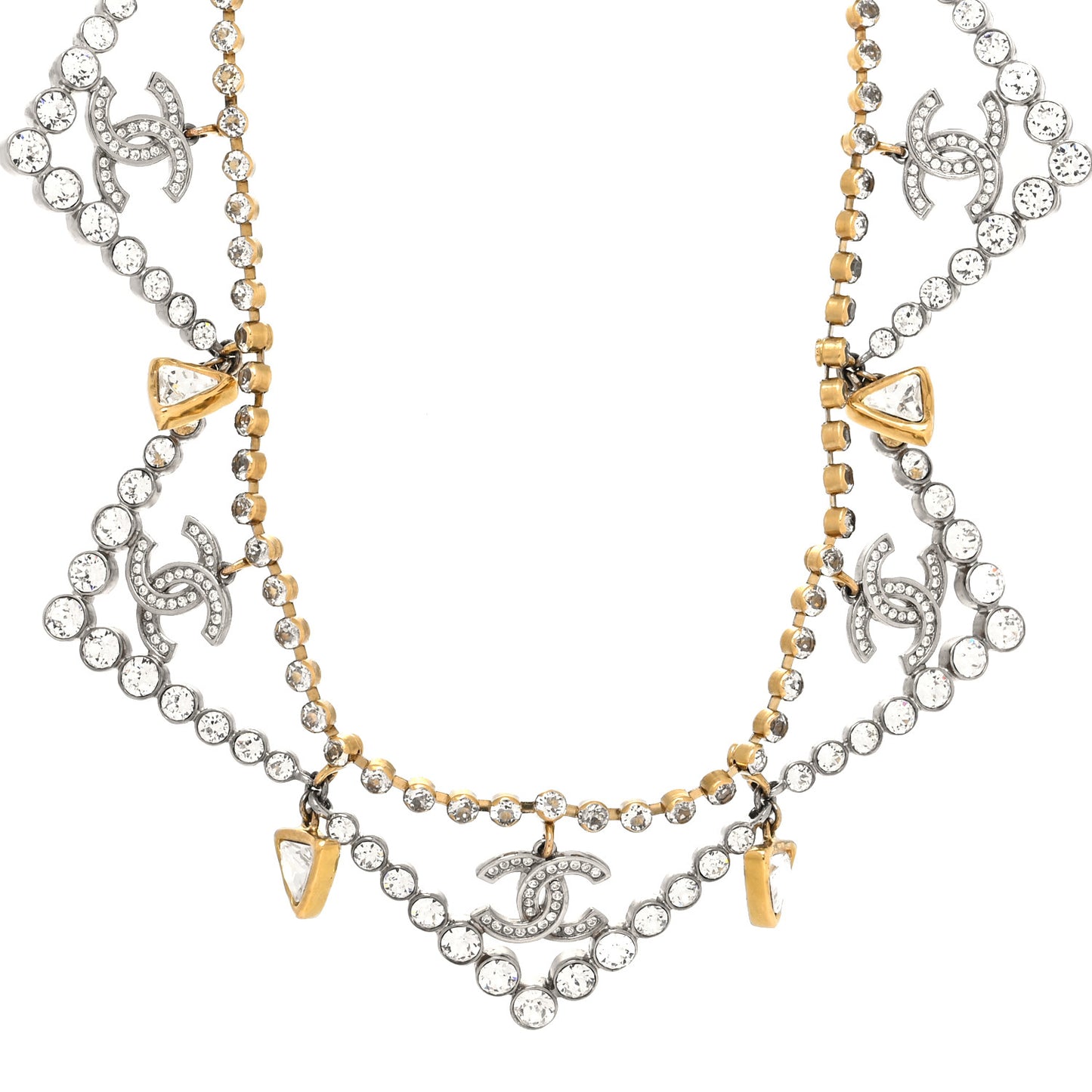 Crystal CC Choker Necklace Gold Silver