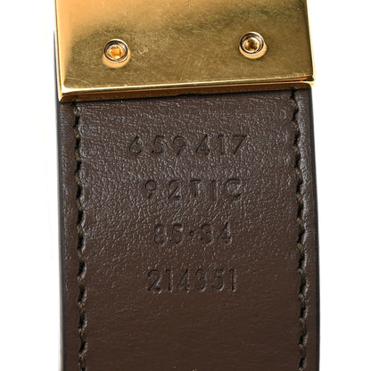 Gucci GG Supreme Monogram Plutone Calfskin Double G Reversible 30mm Belt 85 34 Beige Ebony Brown 6 of 6