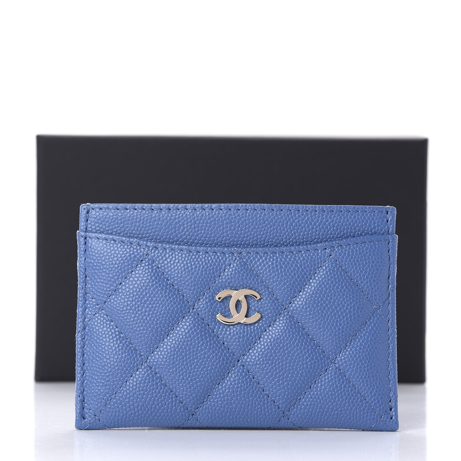 Chanel Caviar Quilted Card Holder Blue 11 of 11