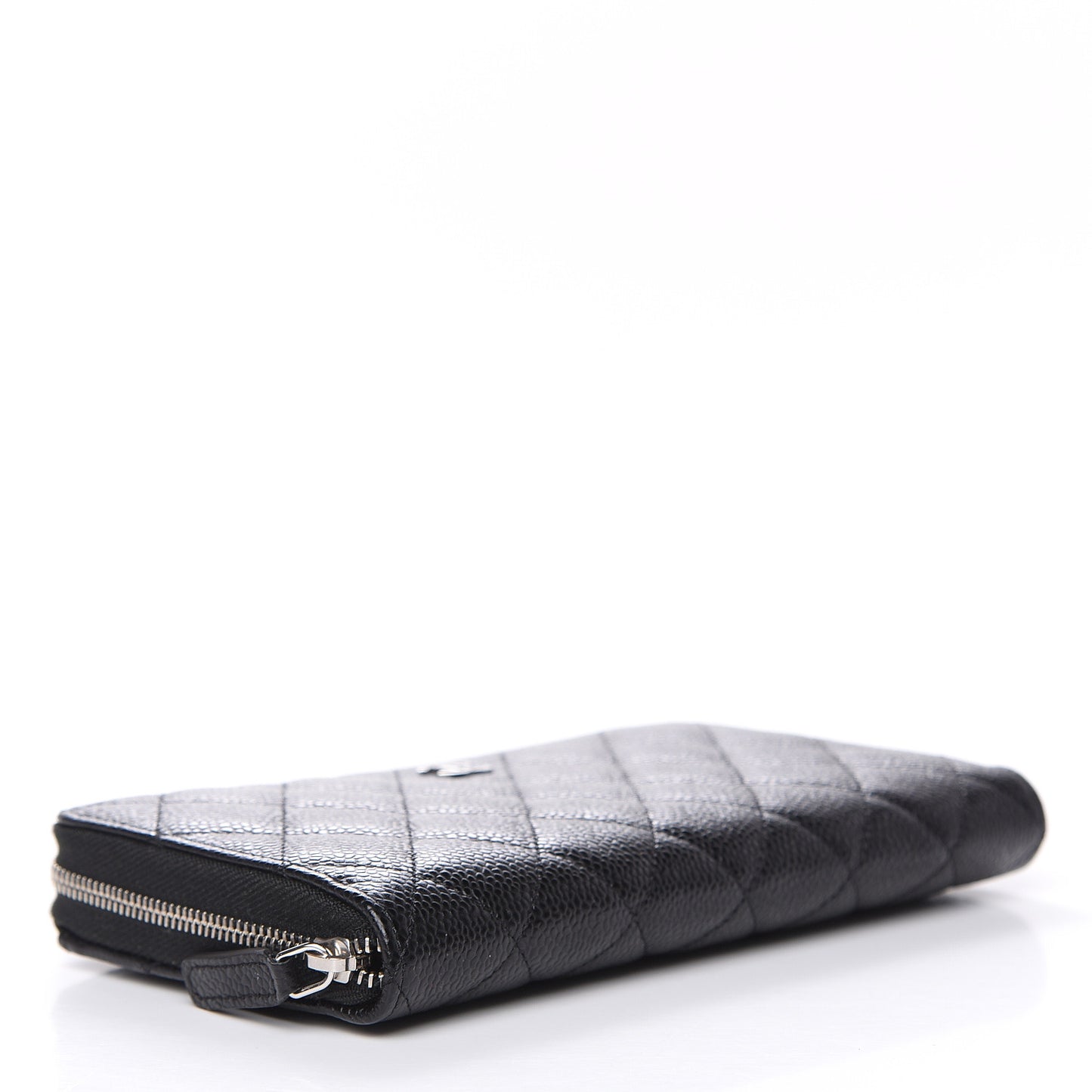 Caviar Quilted Large Gusset Zip Around Wallet Black