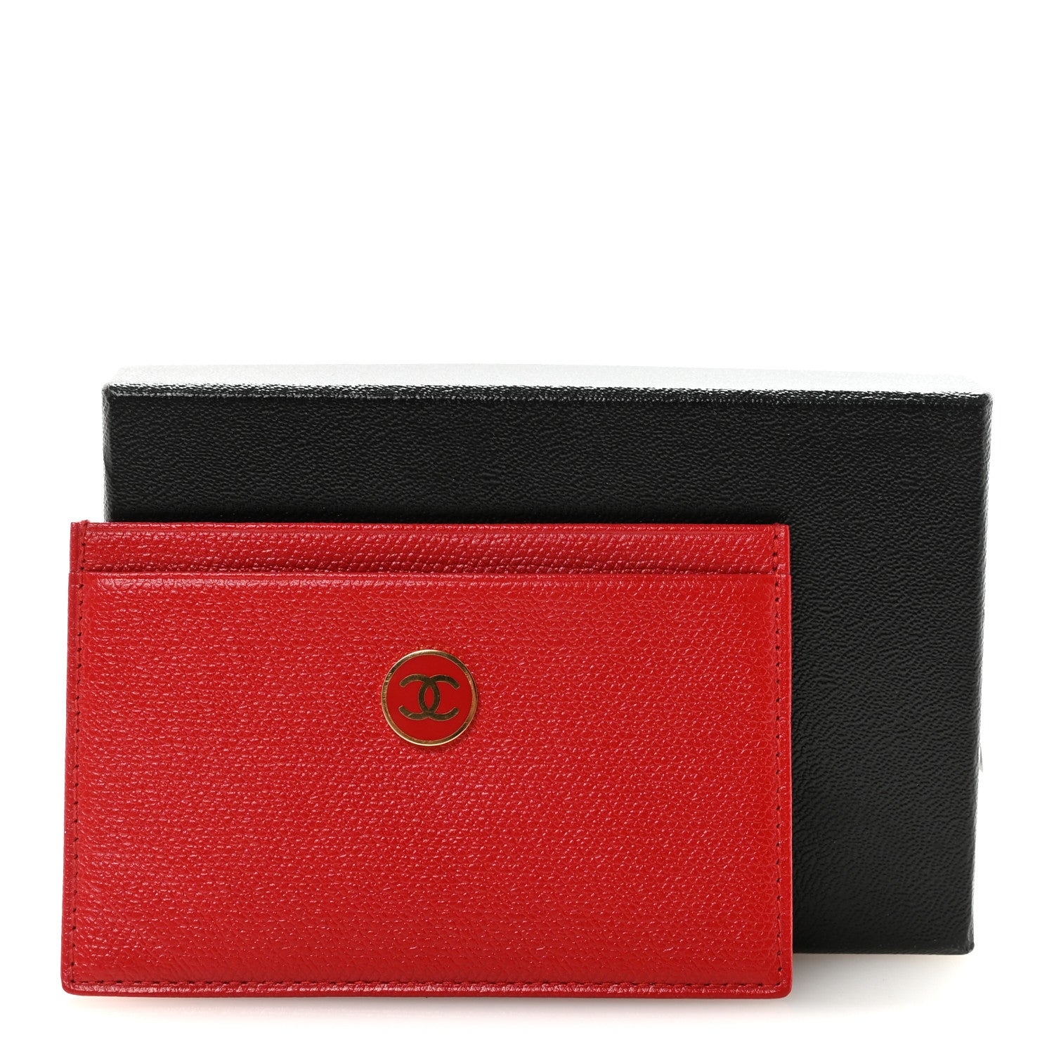 Chanel Caviar CC Button Card Holder Red 9 of 9