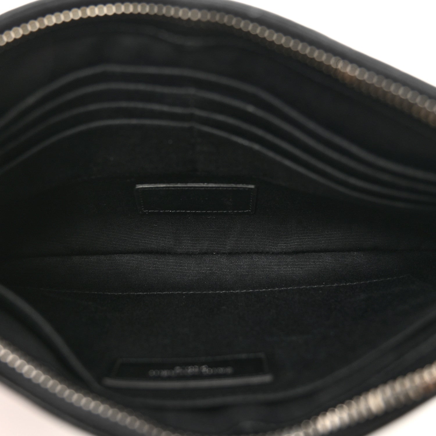 Saint Laurent Calfskin Crocodile Embossed Monogram Zip Pouch Black 5 of 7