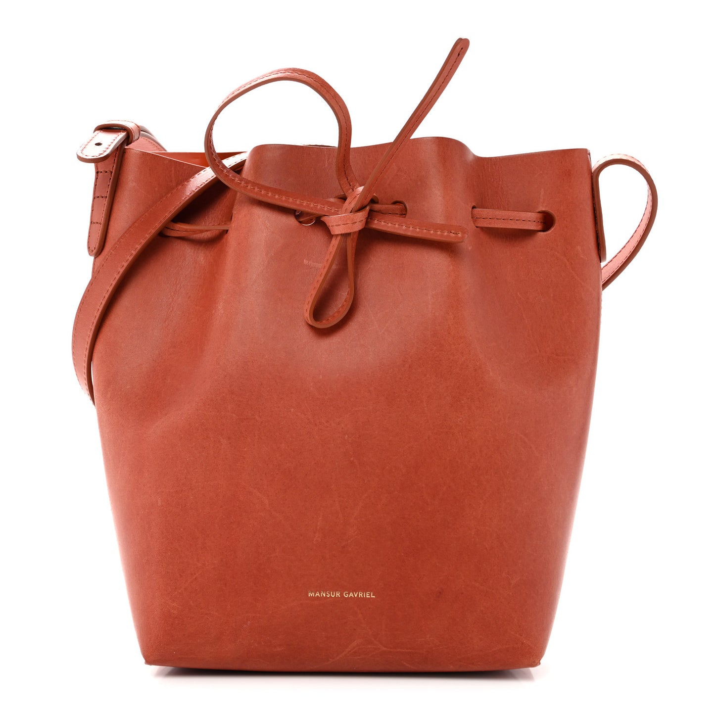 Vegetable Tanned Calfskin Mini Bucket Bag Brandy