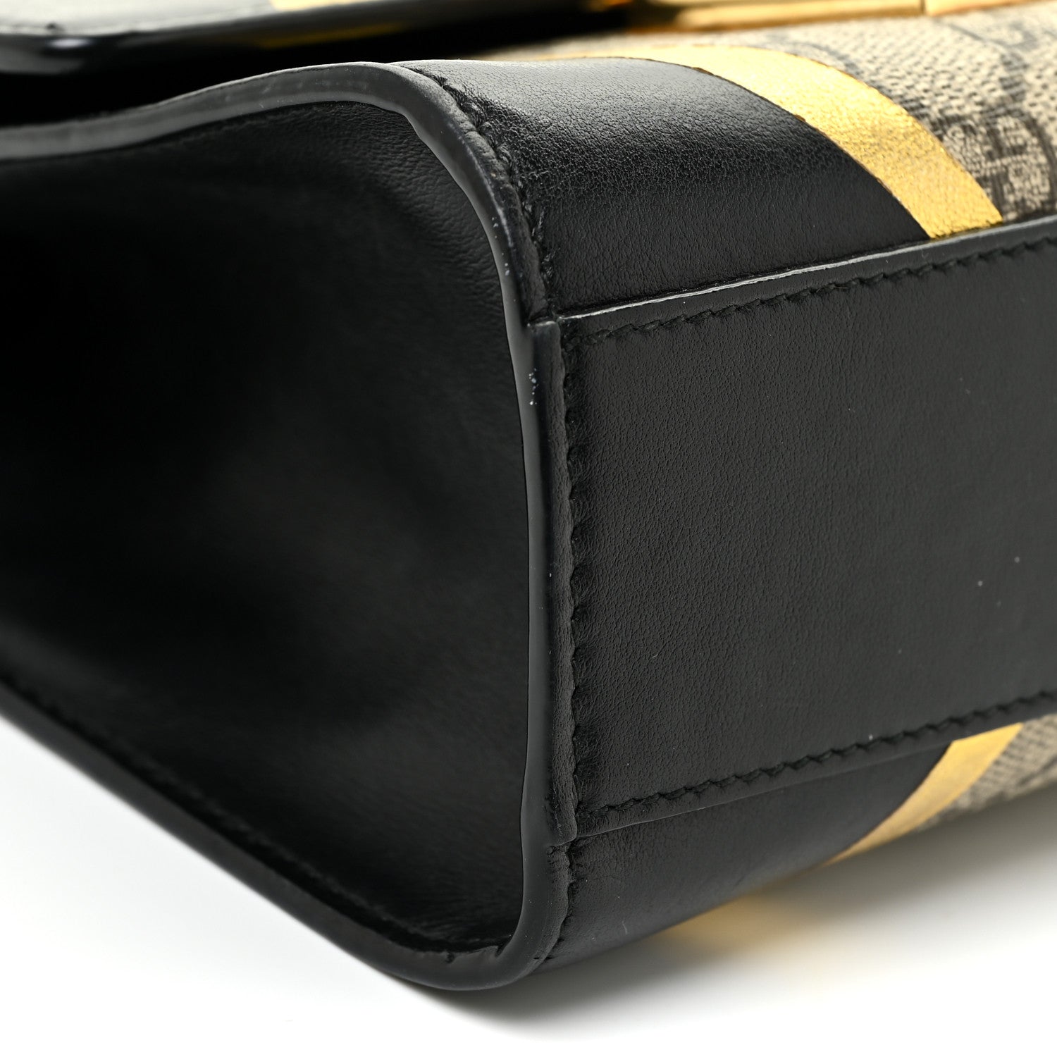 Gucci Calfskin GG Supreme Monogram Small Padlock Shoulder Bag Black Gold 8 of 9