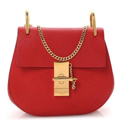 Chloe Grained Lambskin Mini Drew Shoulder Bag Plaid Red 1 of 9