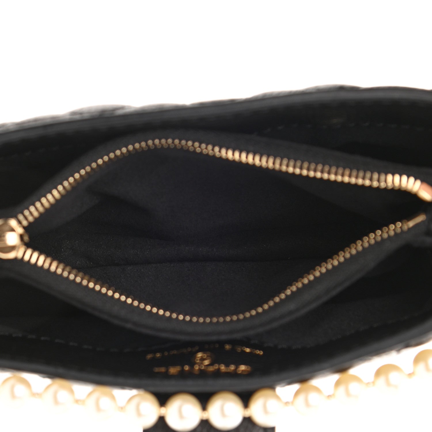 Chanel Calfskin Quilted Pearl Chain Love Symbols Mini Bag Black 5 of 12