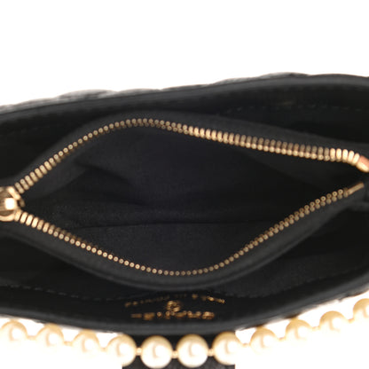 Chanel Calfskin Quilted Pearl Chain Love Symbols Mini Bag Black 5 of 12