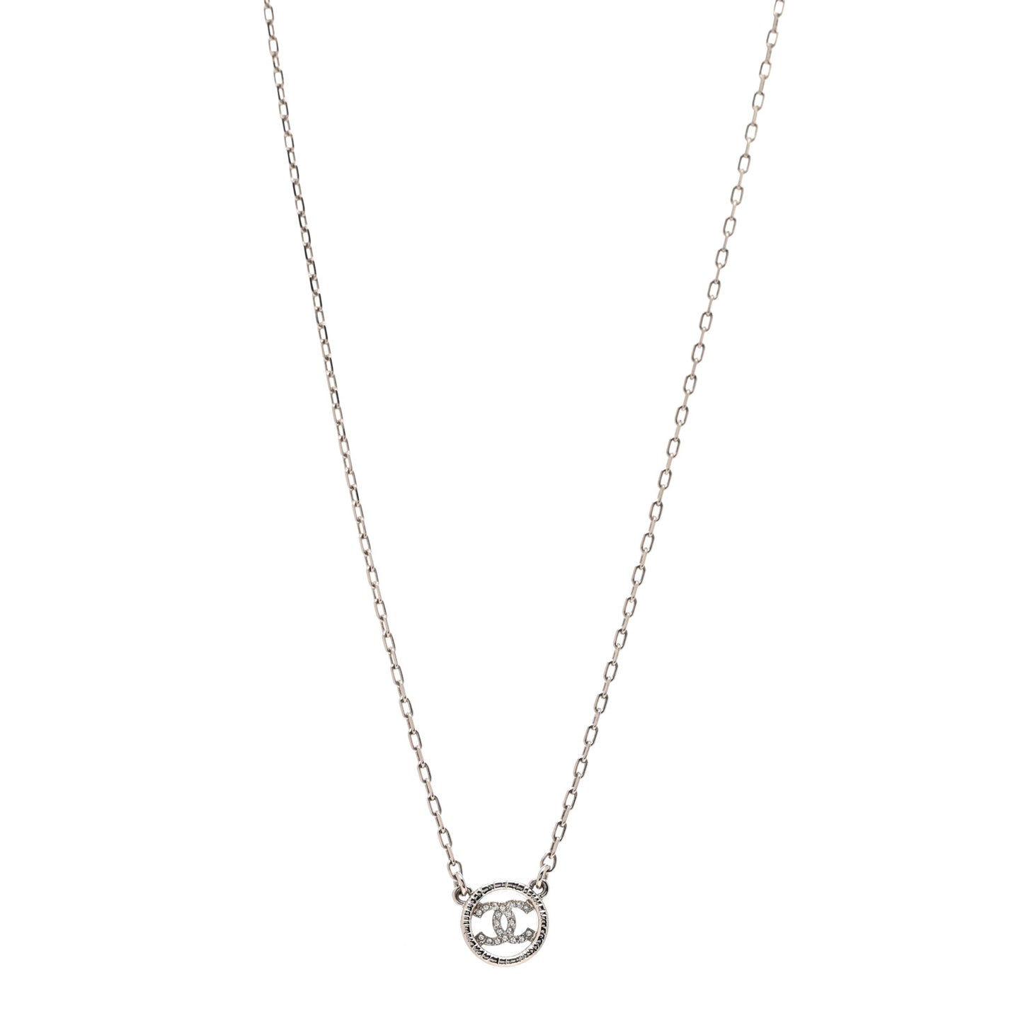 Crystal CC Chain Short Necklace Silver