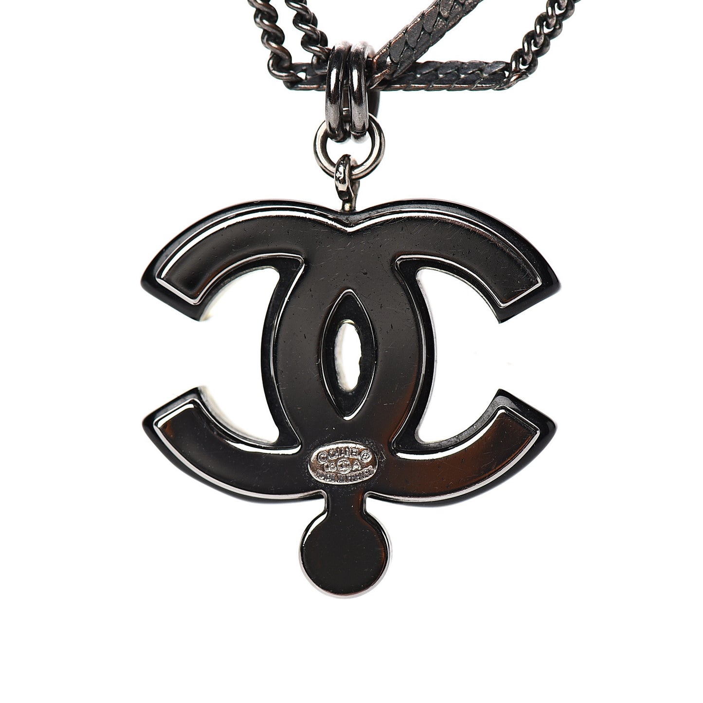 Ruthenium Pearl Crystal CC Necklace Black