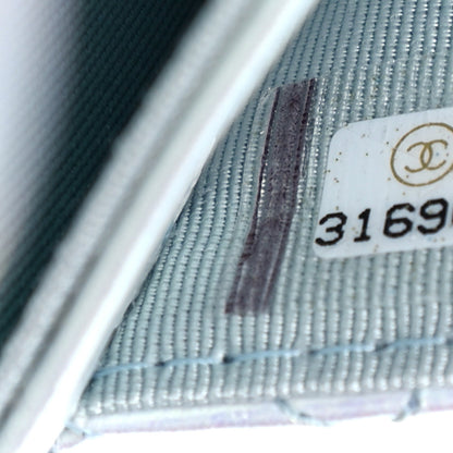 Chanel Iridescent Calfskin Quilted Flap Card Holder Light Blue 8 of 9