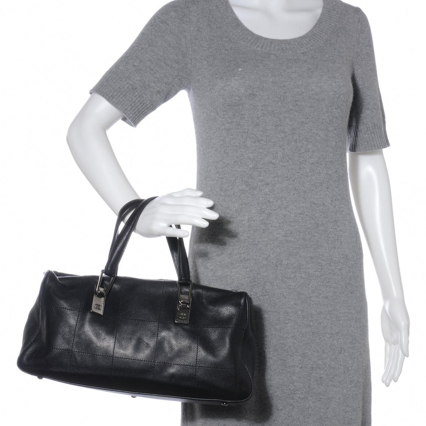 Caviar Square Stitched Tote Black