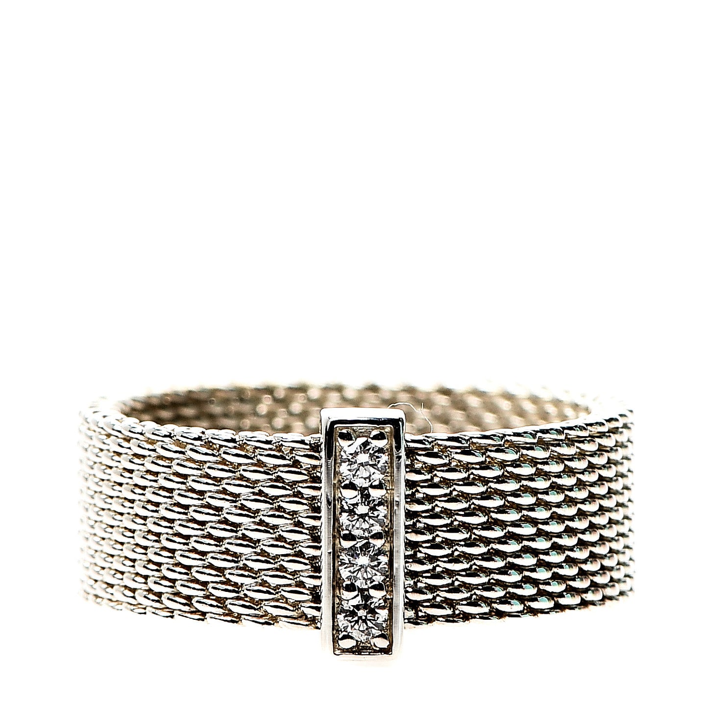 Sterling Silver Diamond Somerset Mesh Ring 51 5.75