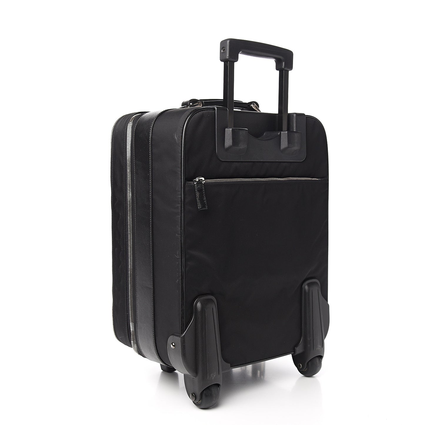 Tessuto Nylon Saffiano Trolley Luggage Black