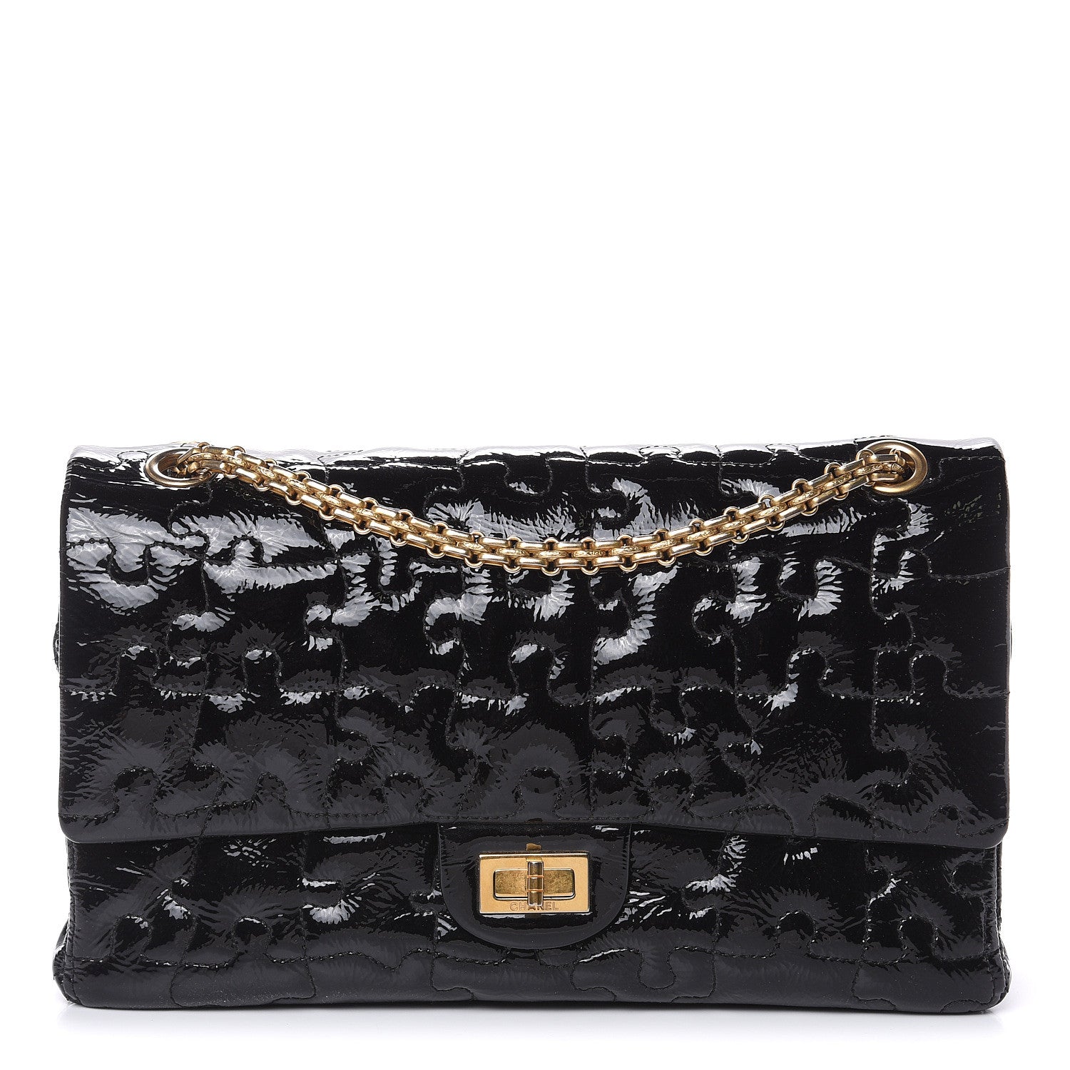 Chanel Crackled Patent Calfskin Puzzle 2.55 Reissue 226 Flap Black 1 of 13