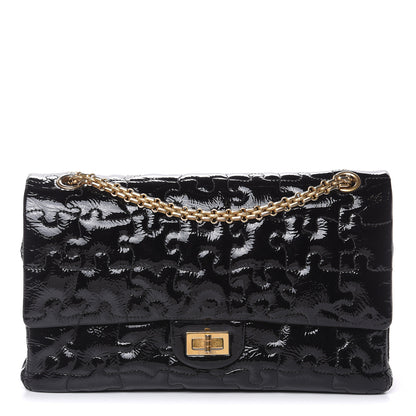 Chanel Crackled Patent Calfskin Puzzle 2.55 Reissue 226 Flap Black 1 of 13