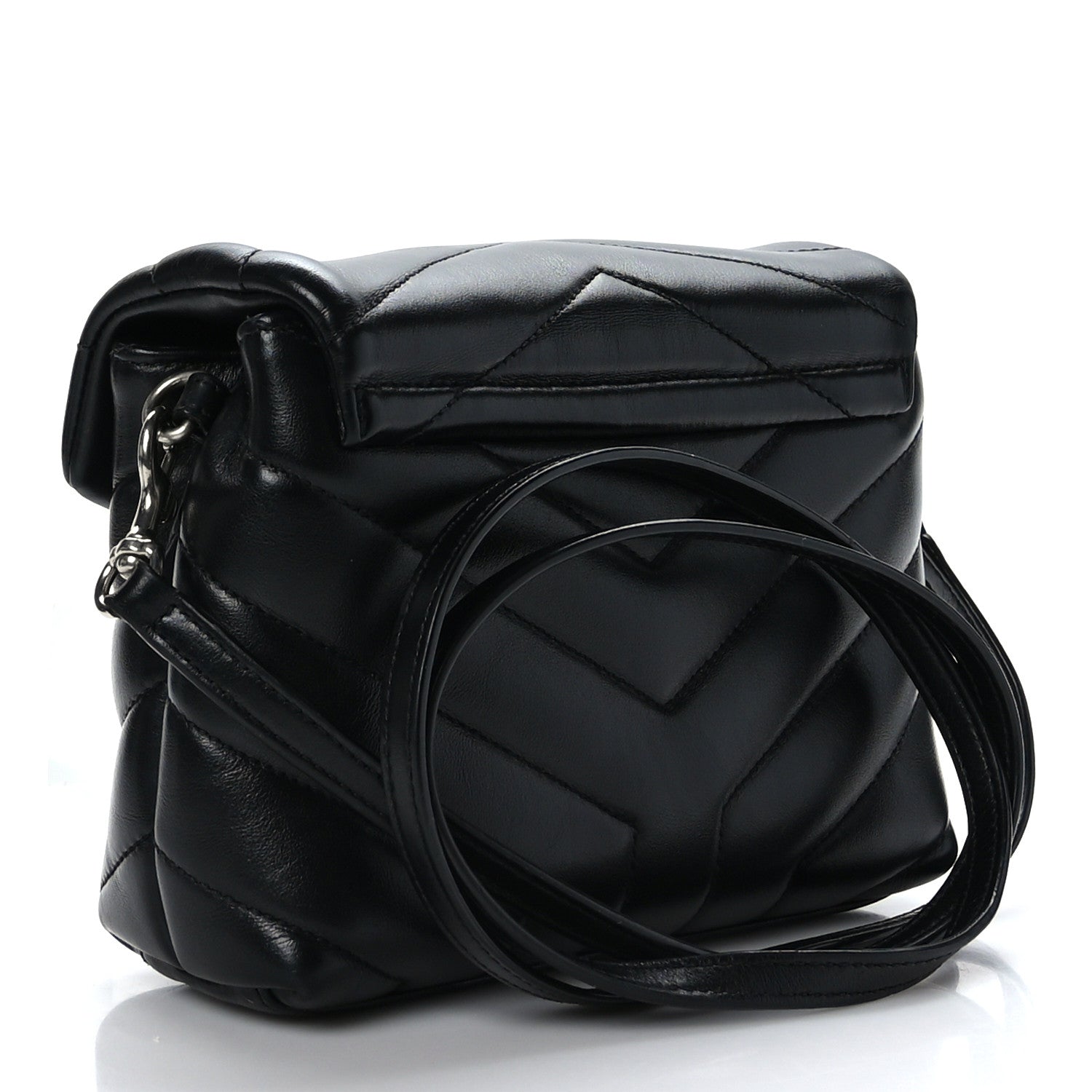 Saint Laurent Calfskin Y Quilted Monogram Toy Loulou Crossbody Bag Black 3 of 9