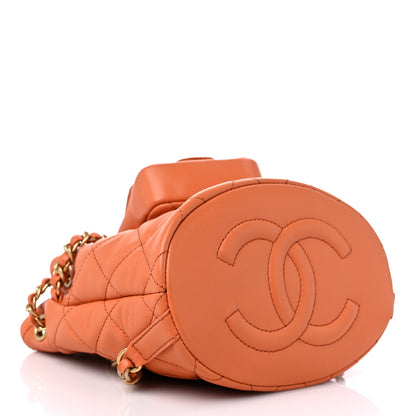 Chanel Calfskin Quilted Small CC Chain Bucket Backpack Orange 4 of 10