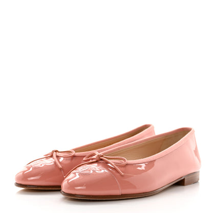 Chanel Patent Calfskin CC Cap Toe Ballerina Flats 36.5 Pink 3 of 11