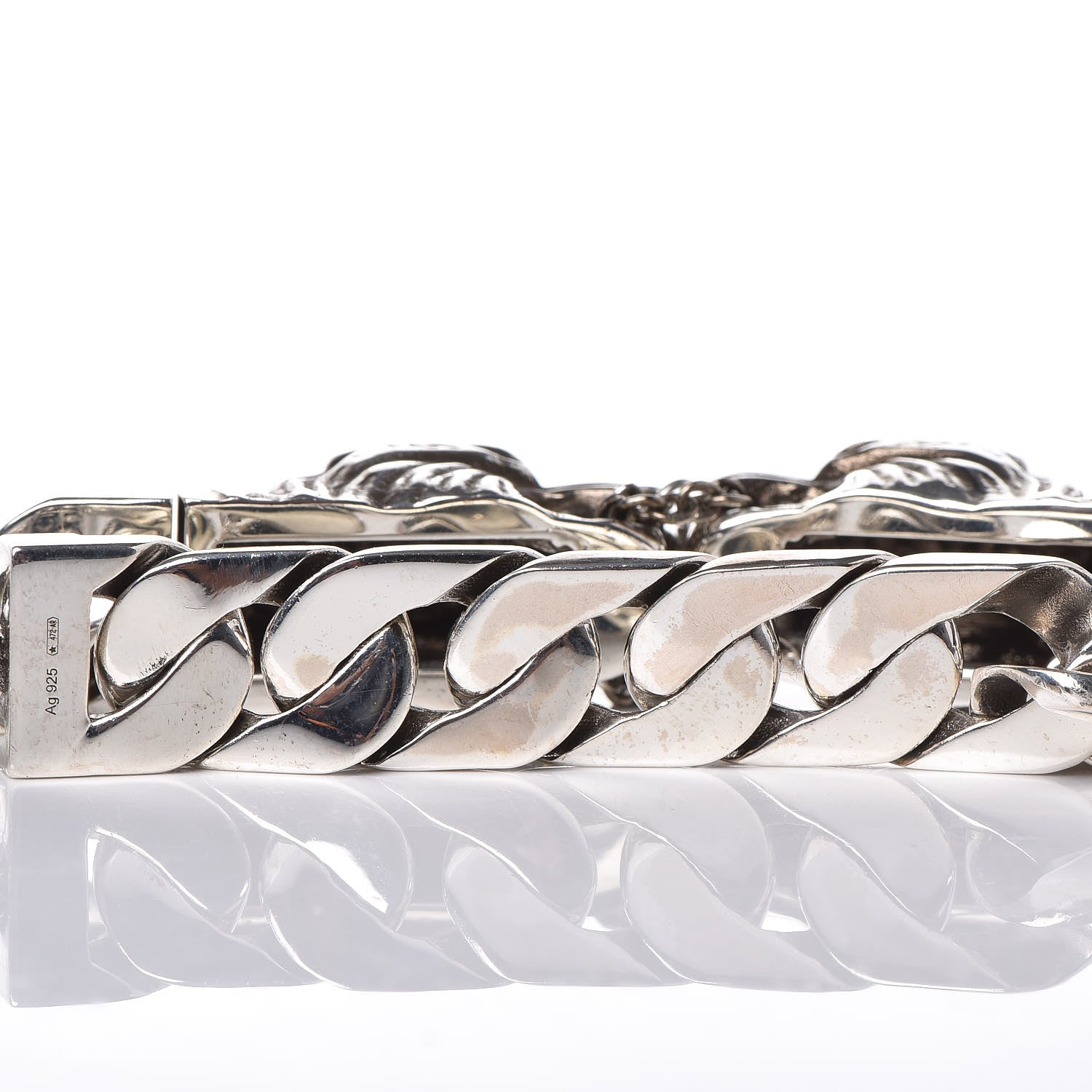 Gucci Sterling Silver Tiger Head Motif Gourmette Bracelet 6 of 6