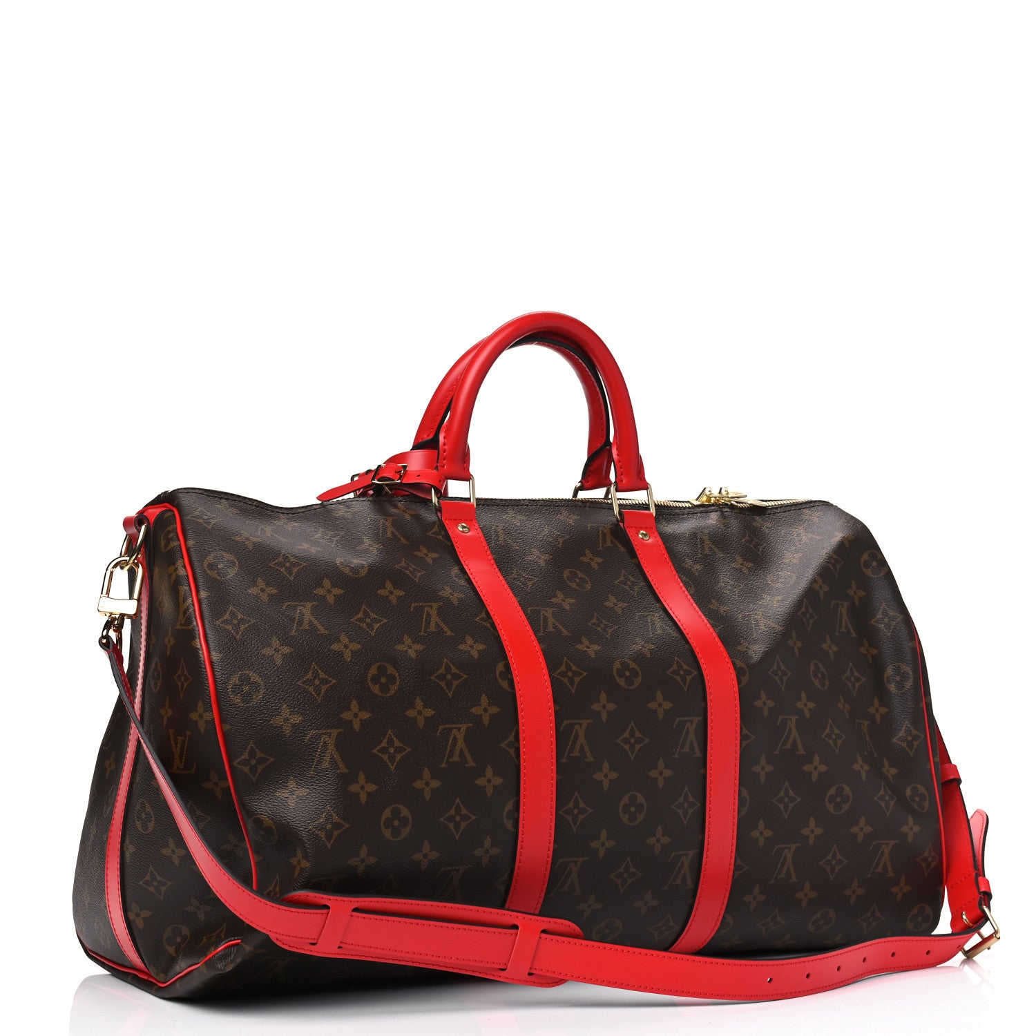 Louis Vuitton Calfskin Monogram Keepall Bandouliere 50 Coquelicot 2 of 4